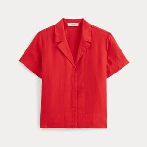 NWOT Everlane Women's Notch Shirt in Linen in Classic Red, Size Extra Large